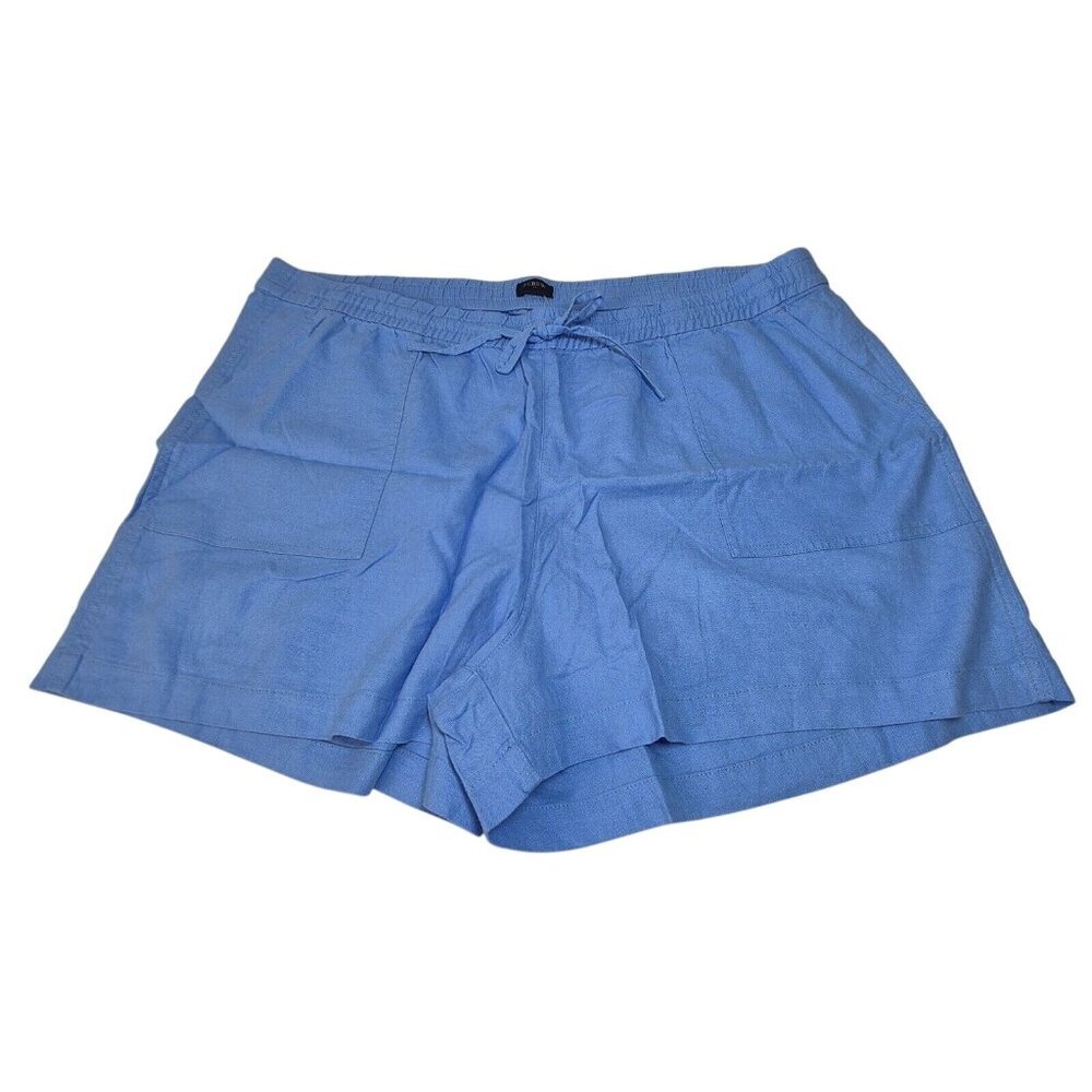 J. Crew Women's Blue Linen Blend Drawstring Shorts Size XXL NWT (02)